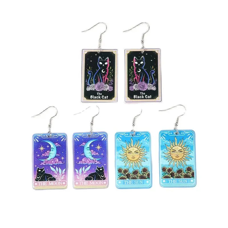 1Pair Women Drop Earrings Tarot Deck Jewelry