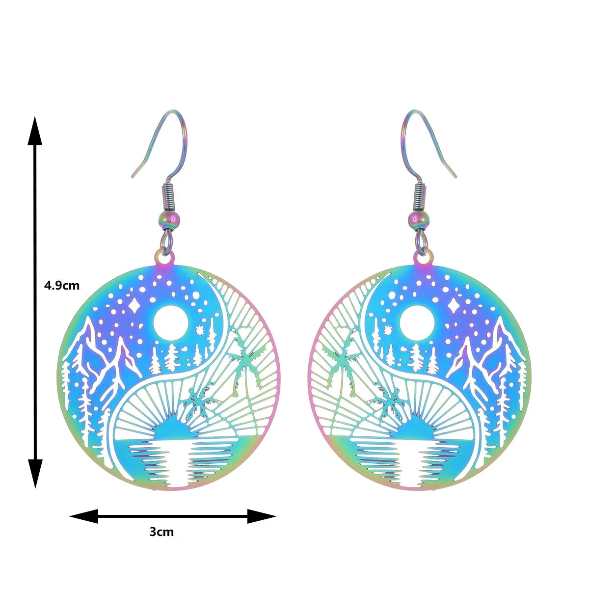 1 Piece Fashion Colorful Tai Chi Stainless Steel Earrings – Ideal Gift Jewelry