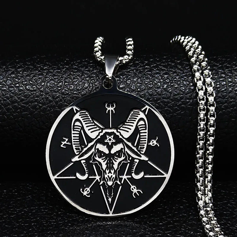 2024 Fashion Sheep Head Satan Stainless Steel Necklaces Men Black Enamel Necklace Chain Jewelry Gift Jewelry bisuteria N7524S03