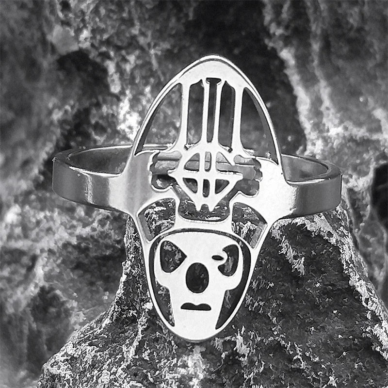 Ghost Band Nameless Ghoul Pope Papa Emeritus Ring – Stainless Steel Adjustable Ring, Heavy Metal Music Jewelry for Women and Men