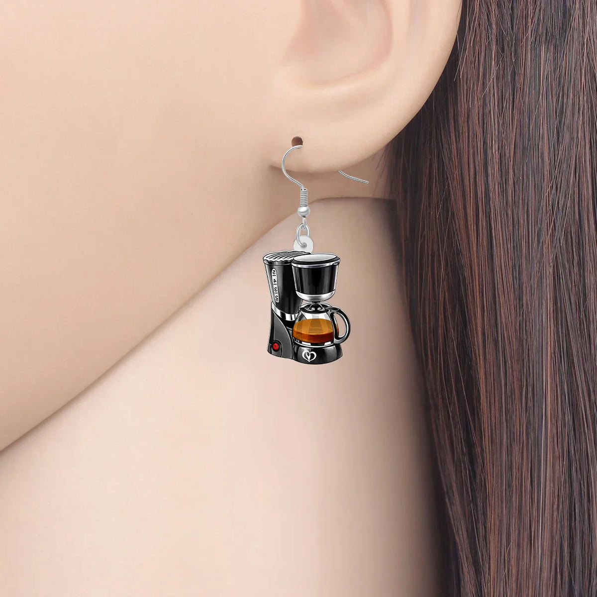 Acrylic Coffee Machine Trendy Life Jewelry Dangle Drop Earrings For Women Accessories by WEVENI