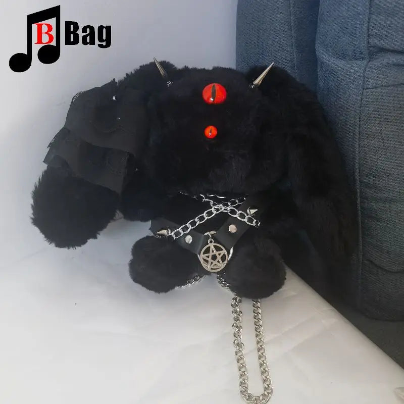 Cosplay Devil Rabbit Plush Crossbody Bag: Spicy Gothic Punk Style, Harajuku Y2K Tote with a Cute Twist