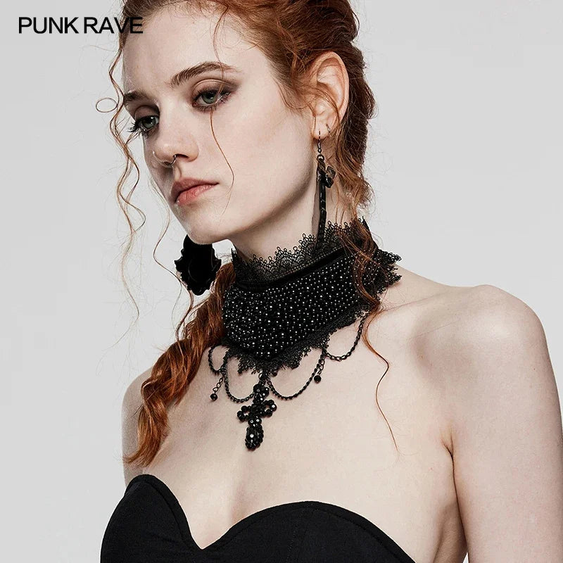 PUNK RAVE Women’s Gothic Choker – Heavy Processed, Noble Temperament Party Club Necklace