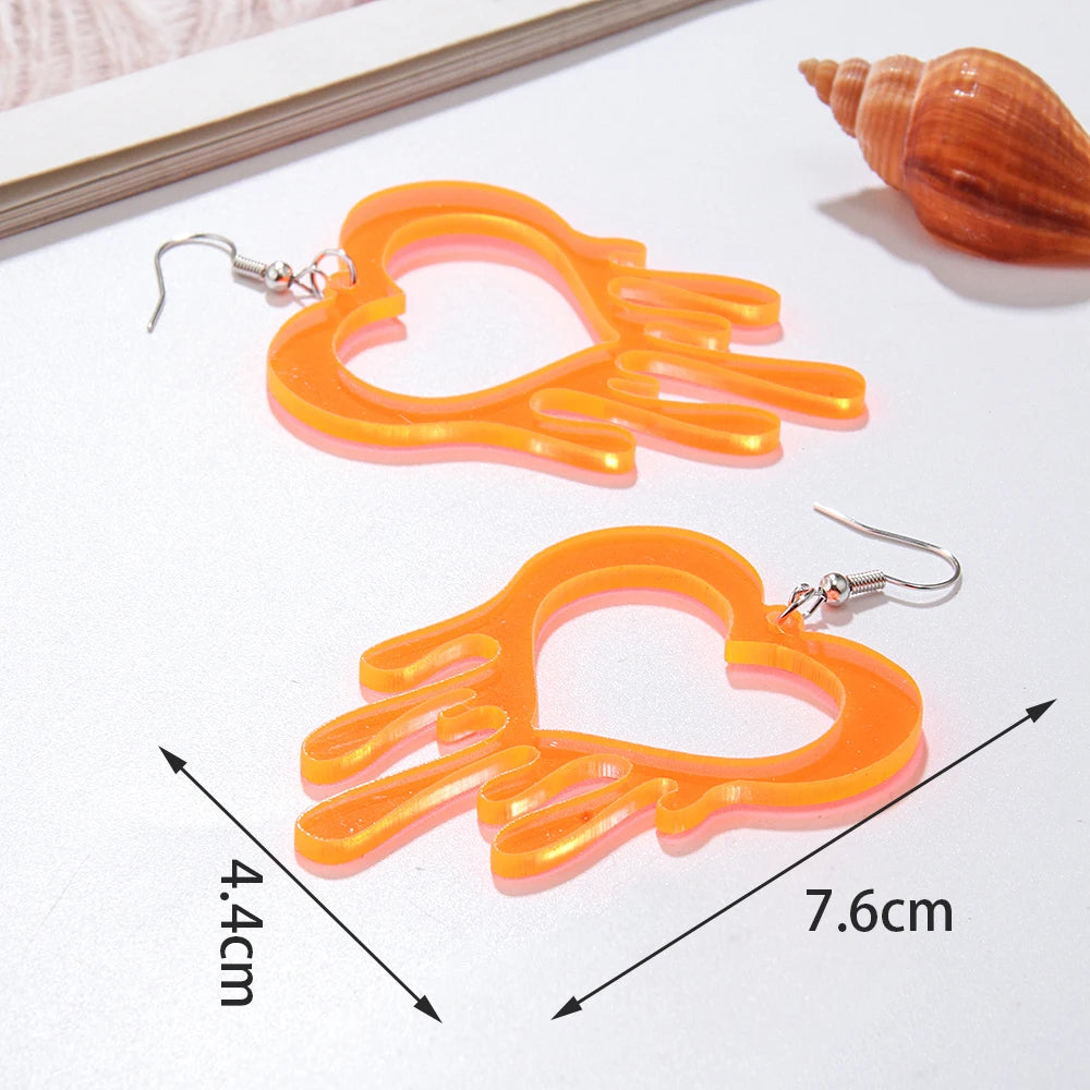 Valentine's Day 2024 Spring Trend Heart Acrylic Earrings - Color Statement Clear Drop Earrings for Women and Girls