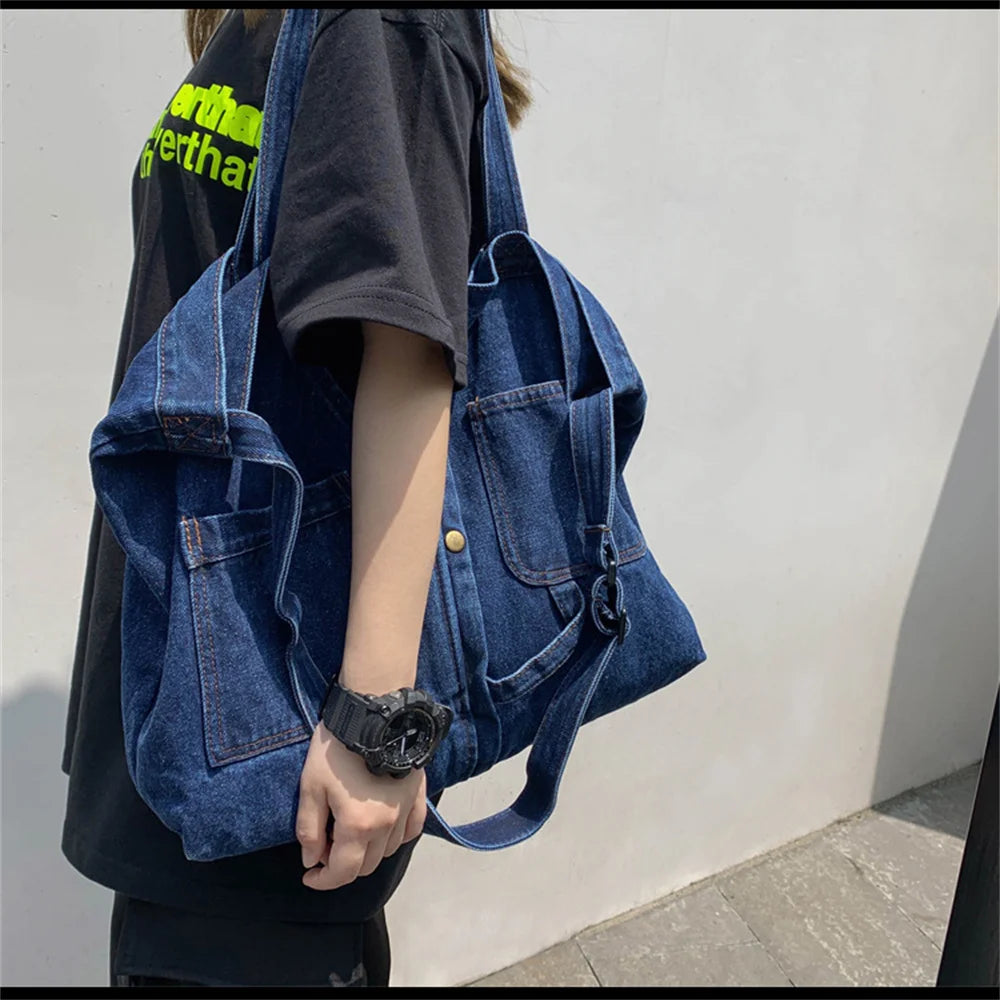 Denim Large Capacity Handbag - Shoulder Bag, Messenger Bag, Casual and Fashionable Crossbody Bag, High-Quality Women's Tote Bag