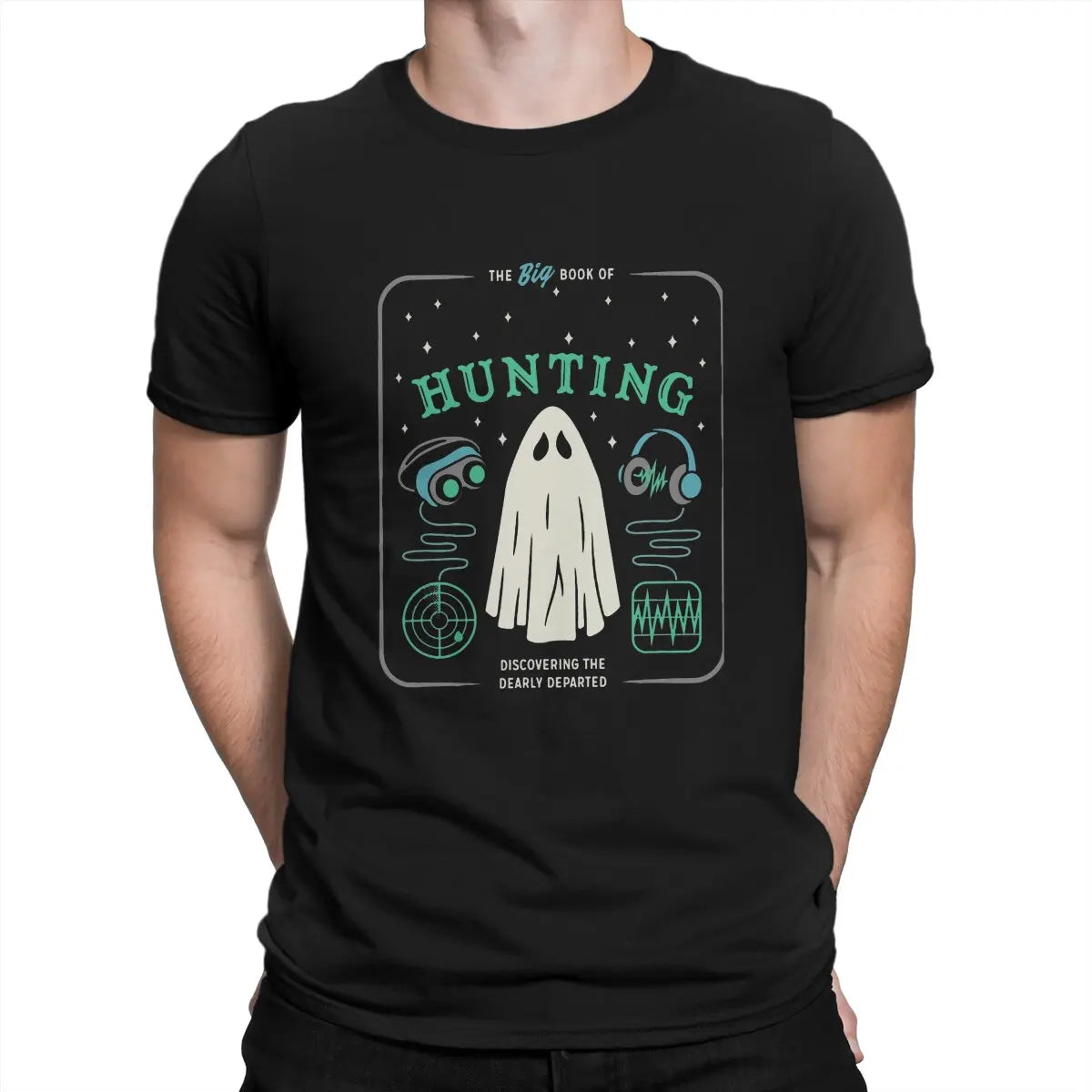 The Big Book of Ghost Hunting Tee | Men’s Baphomet Satan Lucifer Crewneck | Funny Halloween Birthday Gift