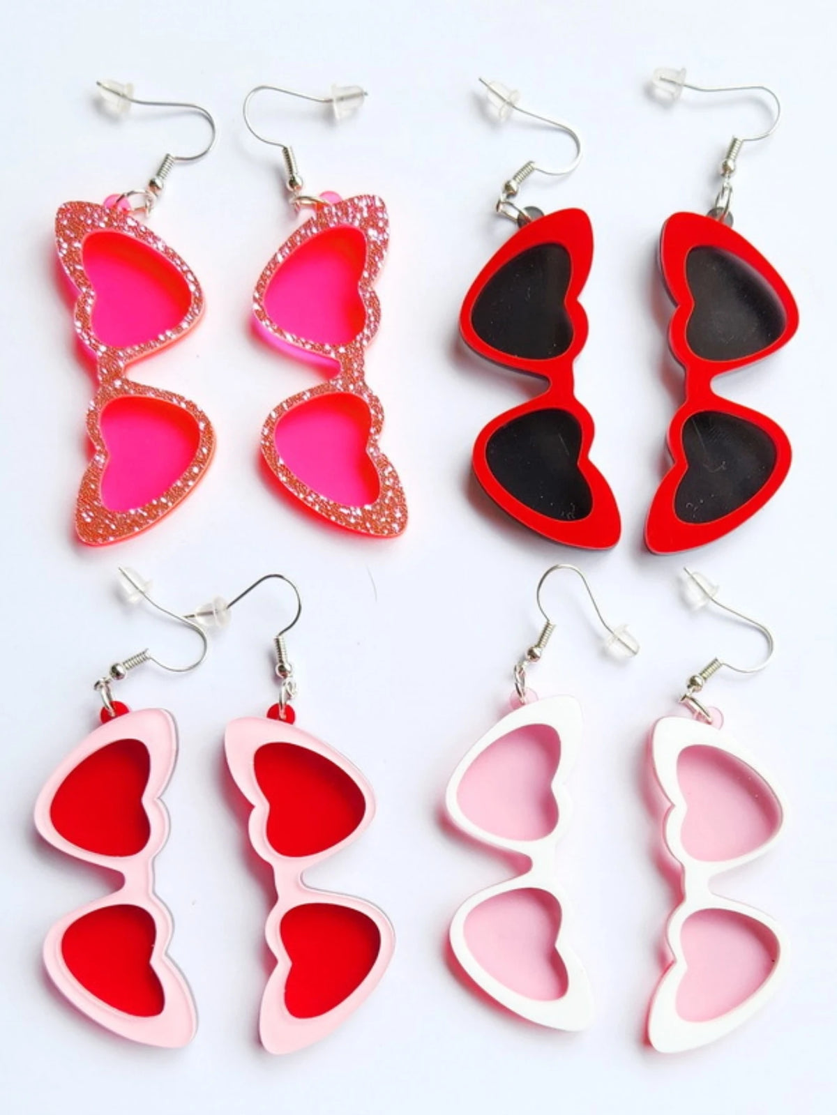 Transparent Acrylic Heart Shaped Sunglasses Earrings for Women