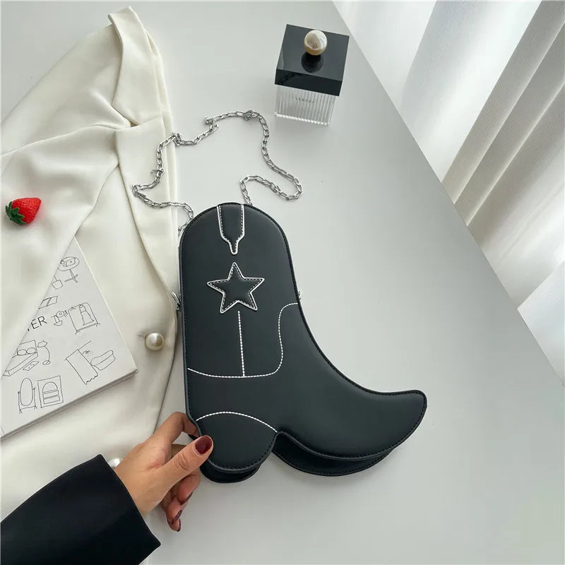 Whimsical Long Boot-Shaped Handbag - Unique Leather Shoulder Bag for Women - Gothic Party Statement Accessory - Fashionable and Fun!