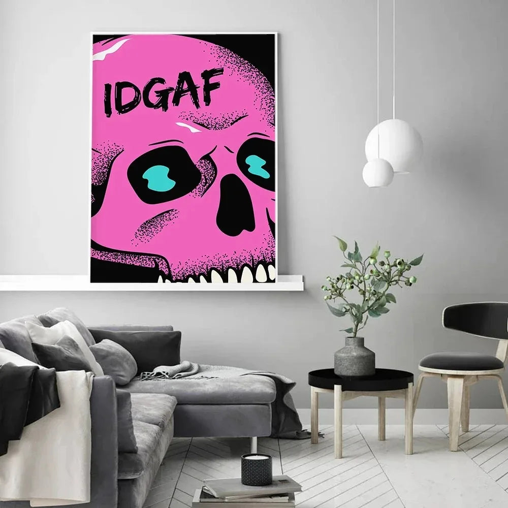 Skeleton Vampire Rock Music Poster | Vintage 90s Goth Style Wall Art Print Canvas Painting | Abstract Picture for Living Room Bedroom Decor