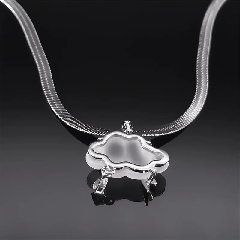 Floating Storm Cloud Lightning Crystal Raindrop Choker Necklace – Stainless Steel Jewelry for Women