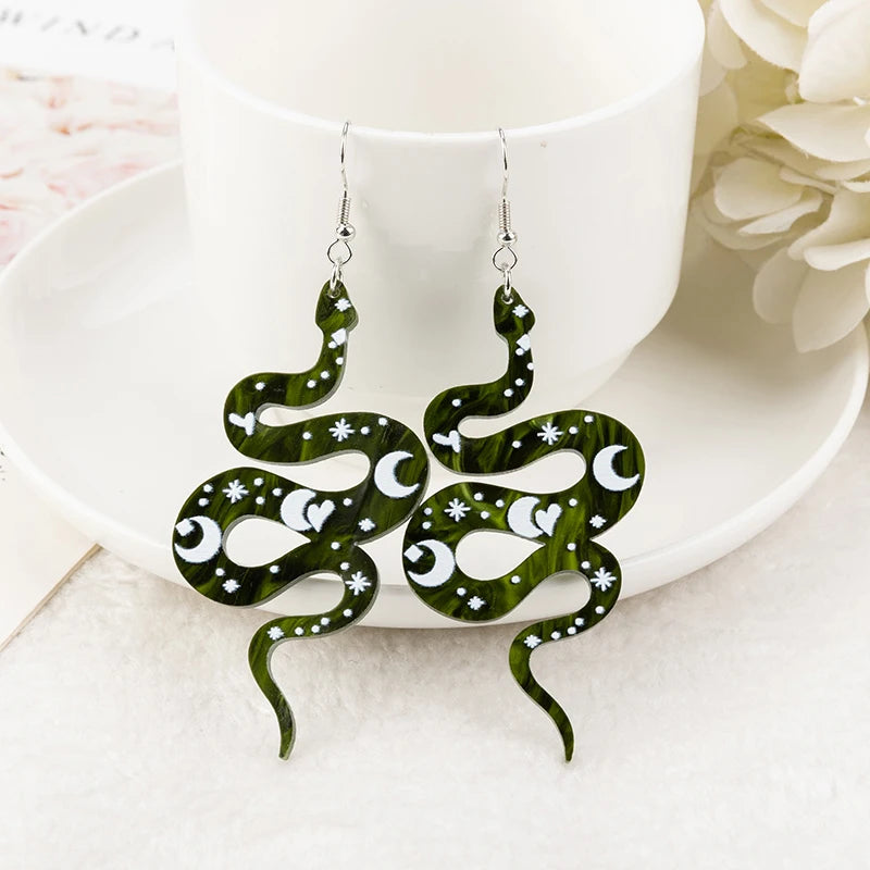 1 Pair Creative Halloween Charm Drop Earrings – Acrylic Magic Snake Design, Women's Jewelry Holiday Gifts