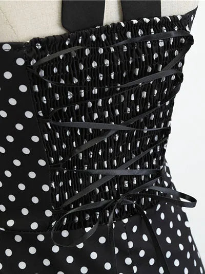 Women's Polka Dot Print Summer Dress - Sexy Retro White Halter Vintage Chic, Pin-Up Rockabilly Party Dress