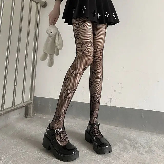 Y2k Goth Lolita Cos Girls Cute Kitty Cat Stockings Women Sexy Fishnet Tights Kawaii Kitten Cartoon Anime Costume Black Pantyhose