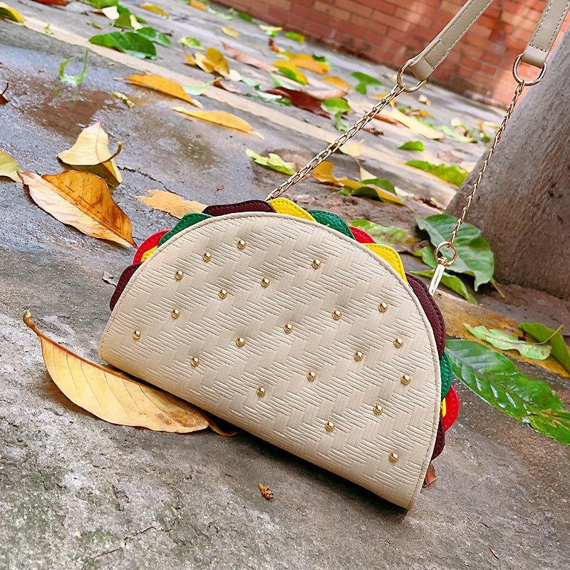 Novelty Taco Shaped Purses and Handbags for Women Fashion Girls Chain Small Crossbody Bag Funky Clutch Bag Designer Shoulder Bag