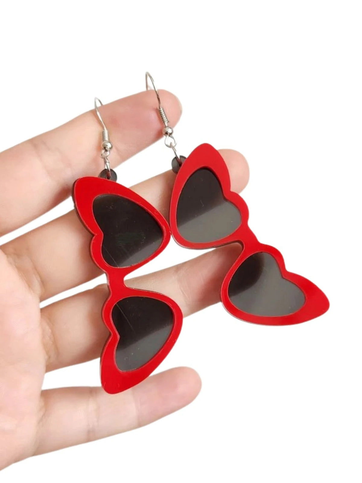 Transparent Acrylic Heart Shaped Sunglasses Earrings for Women