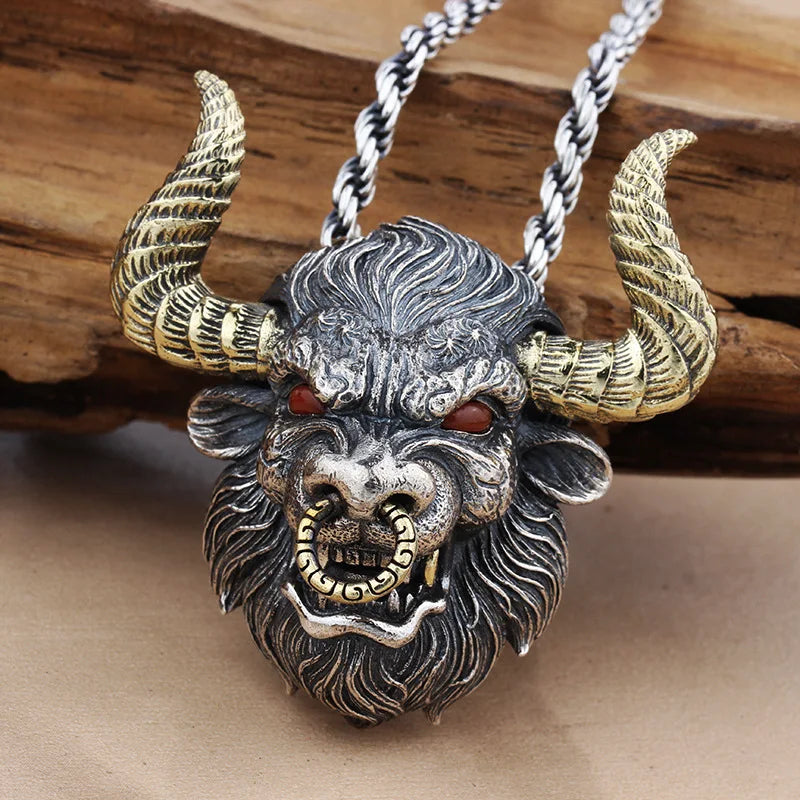 New Men Domineering Bull King Pendant Necklace – Fashion Punk Rock Motorcycle Jewelry, Trendy Street Accessories