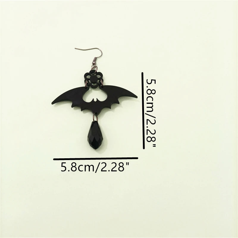 KUGUYS Halloween Black Bat Drop Earrings for Women Party Acrylic Jewelry Accessories