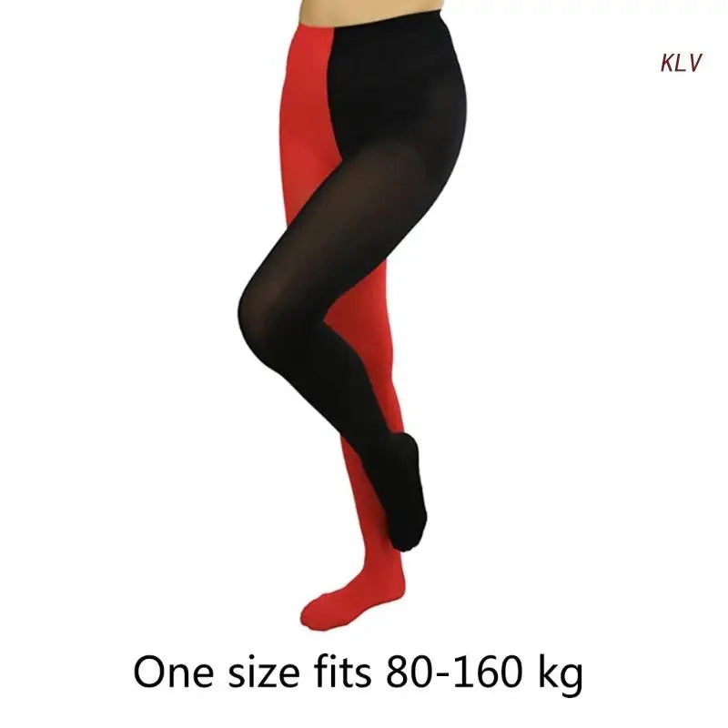 Women Two-Toned Tights Elastic Breathable Footed Leggings Christmas Thigh High Stockings Full Length Tights Leggings