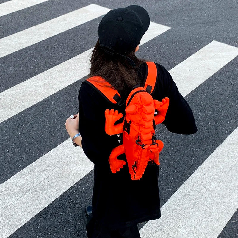 Funny Irregular Lizard Backpack | Unisex Movable Buckles Rock Animal Backpack