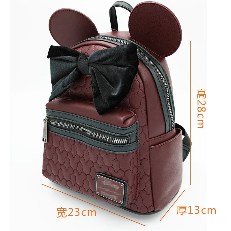 Disney Loungefly Burgundy Mickey Mouse PU Backpack – Stylish Faux Leather Fashion Bag, Perfect Birthday Gift for Outdoor Use