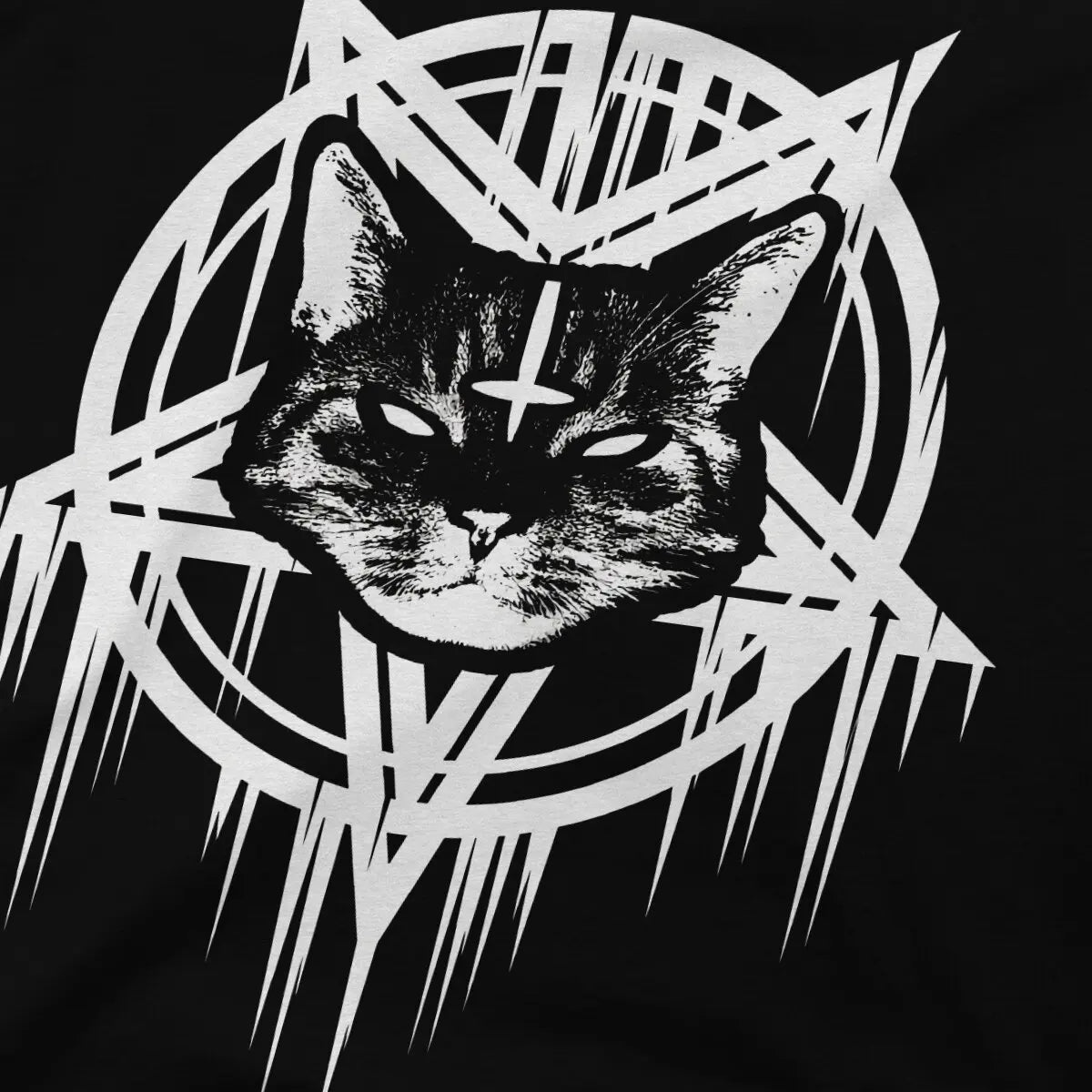 Satanic Black Metal Cat T-Shirt - Baphomet, Lucifer, CATAN 666 | Men's & Women's