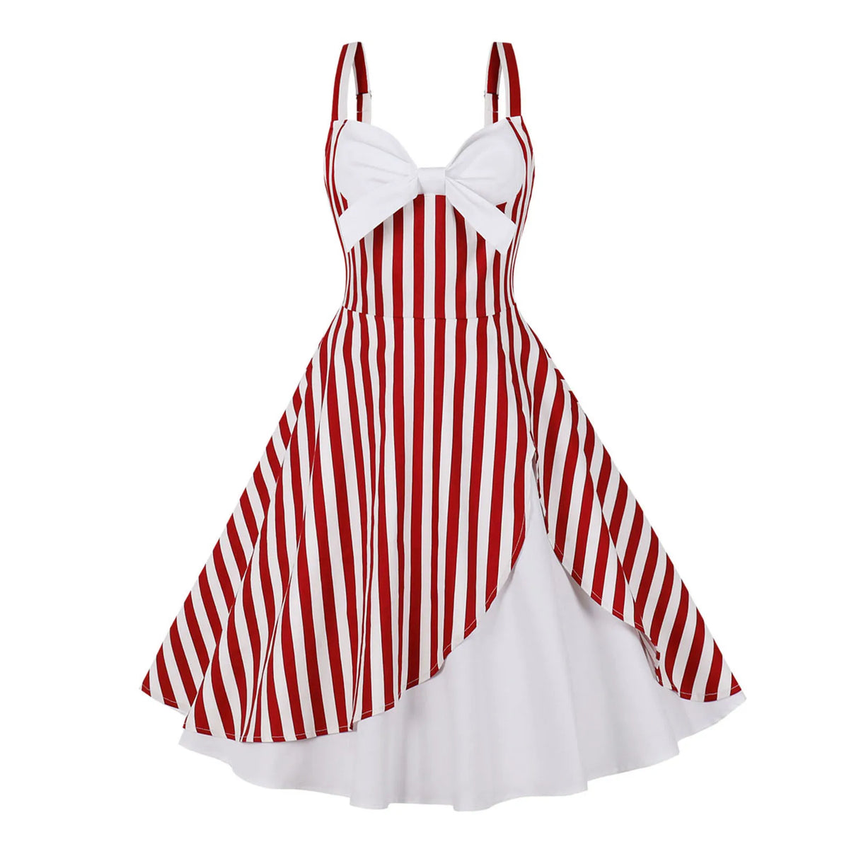 Summer Rockabilly Dresses Women 2023 Vintage Elegant Spaghetti Strap Bow Striped Printed Casual Party Pin Up Skater Swing Dress