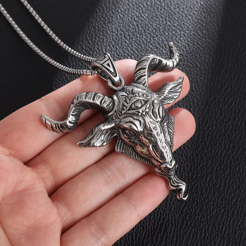 Angel Satan Goat Head Demon Eye Pendant Necklace Vintage Goth Punk Men\\\\\\\\'s Jewelry Accessory