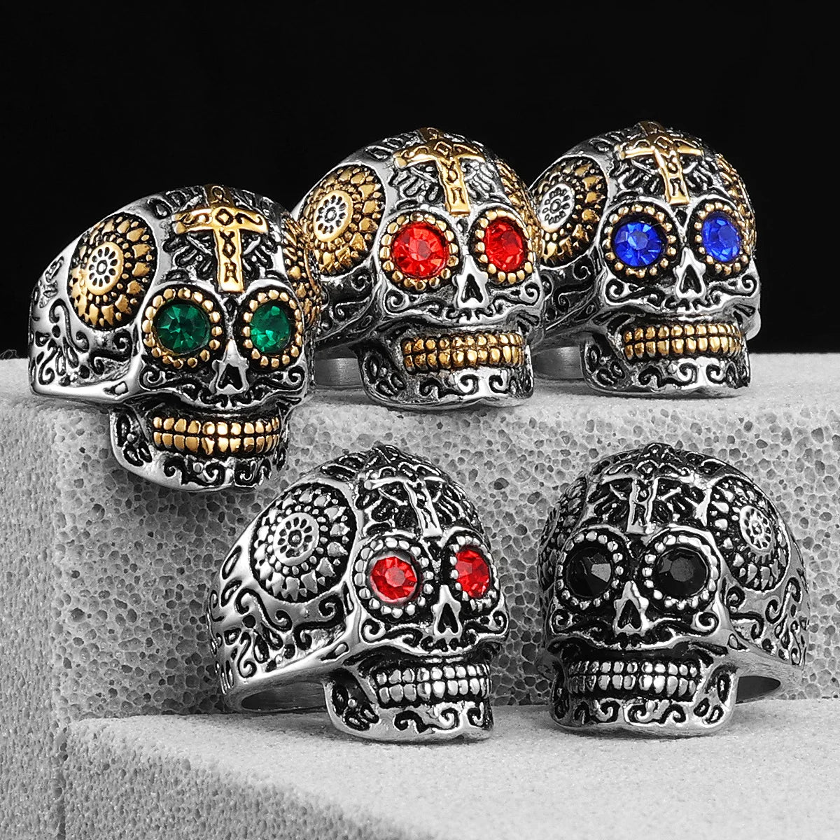 Stainless Steel Skull Rings – Punk Rock Biker Accessories Gift