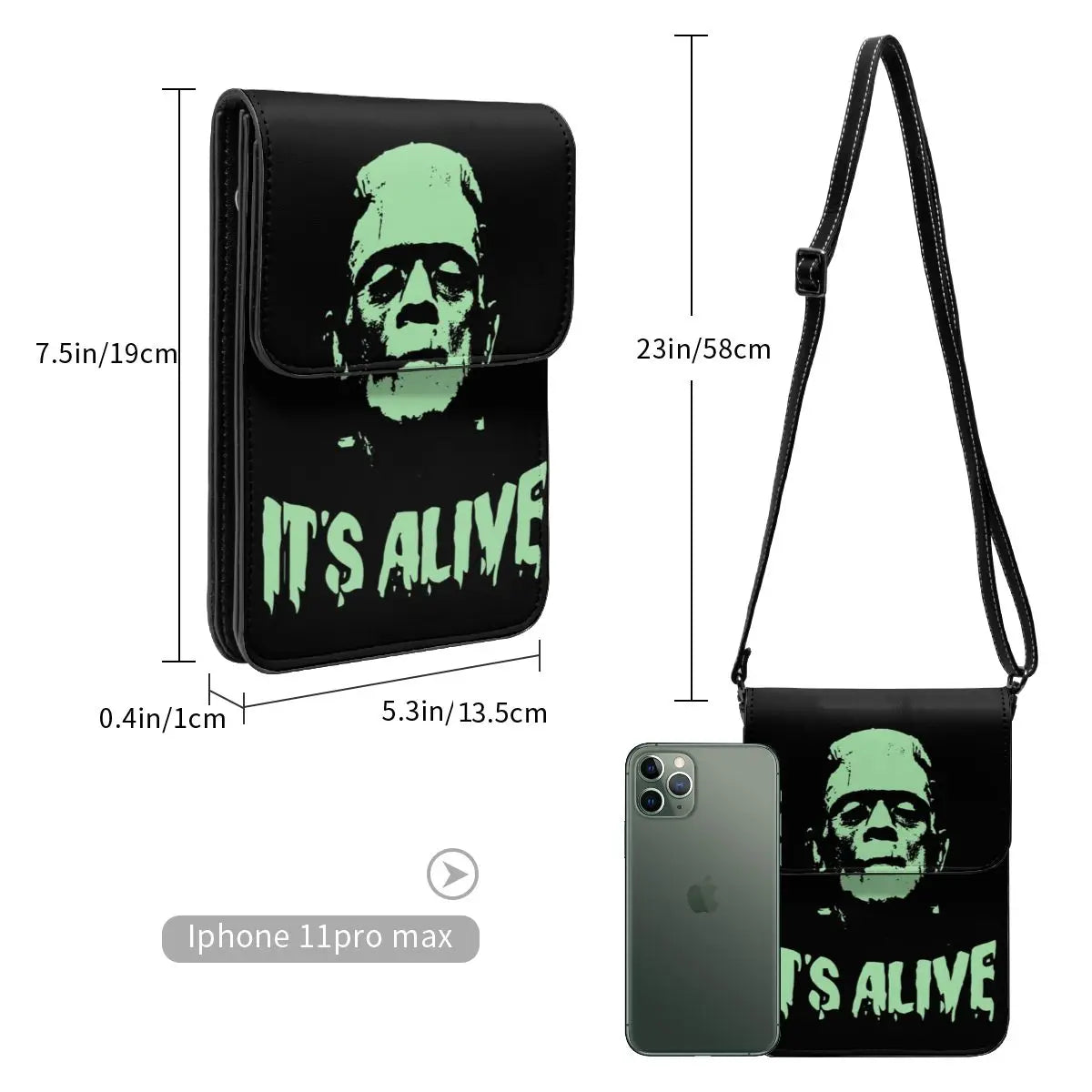 FRANKENSTEIN Alive Shoulder Bag | Novel Bulk Funny Mobile Phone Bag | Leather Outdoor Student Bags