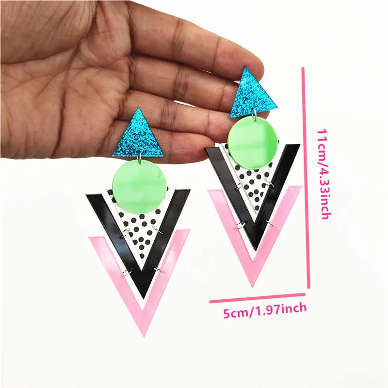 KUGUYS Colorful Geometric Large Drop Earrings | Fashion Jewelry Accessories for Women and Girls