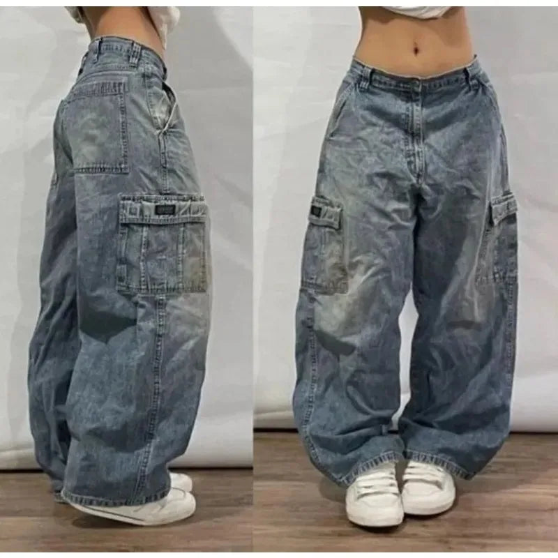 Streetwear New Fashion Oversized Print Baggy Jeans Women Y2K Gothic Harajuku Vintage Casual Joker High Waist Wide Leg Pants