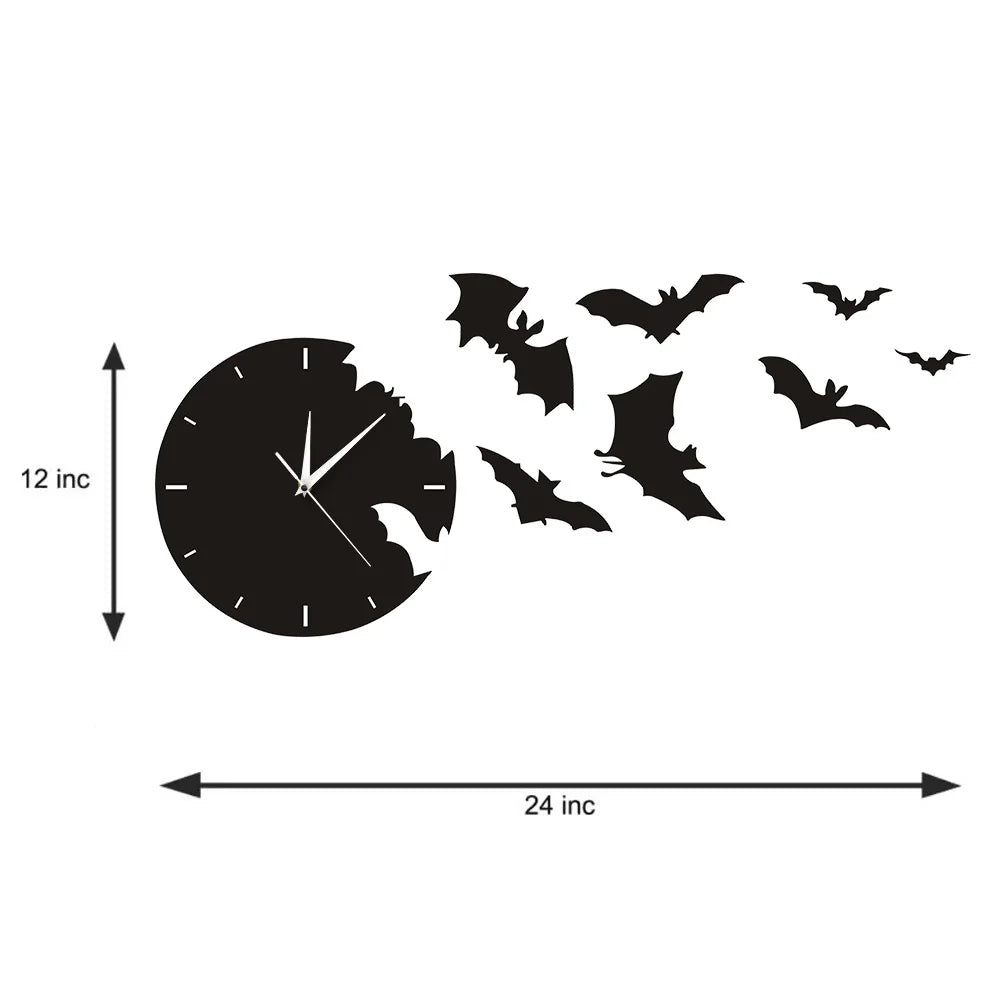 A Bat Clock From The Escape Clock Halloween Bat Silhouette Wall Clock Scary Bat Symbols Home Decor Contemporary Black Wall Clock