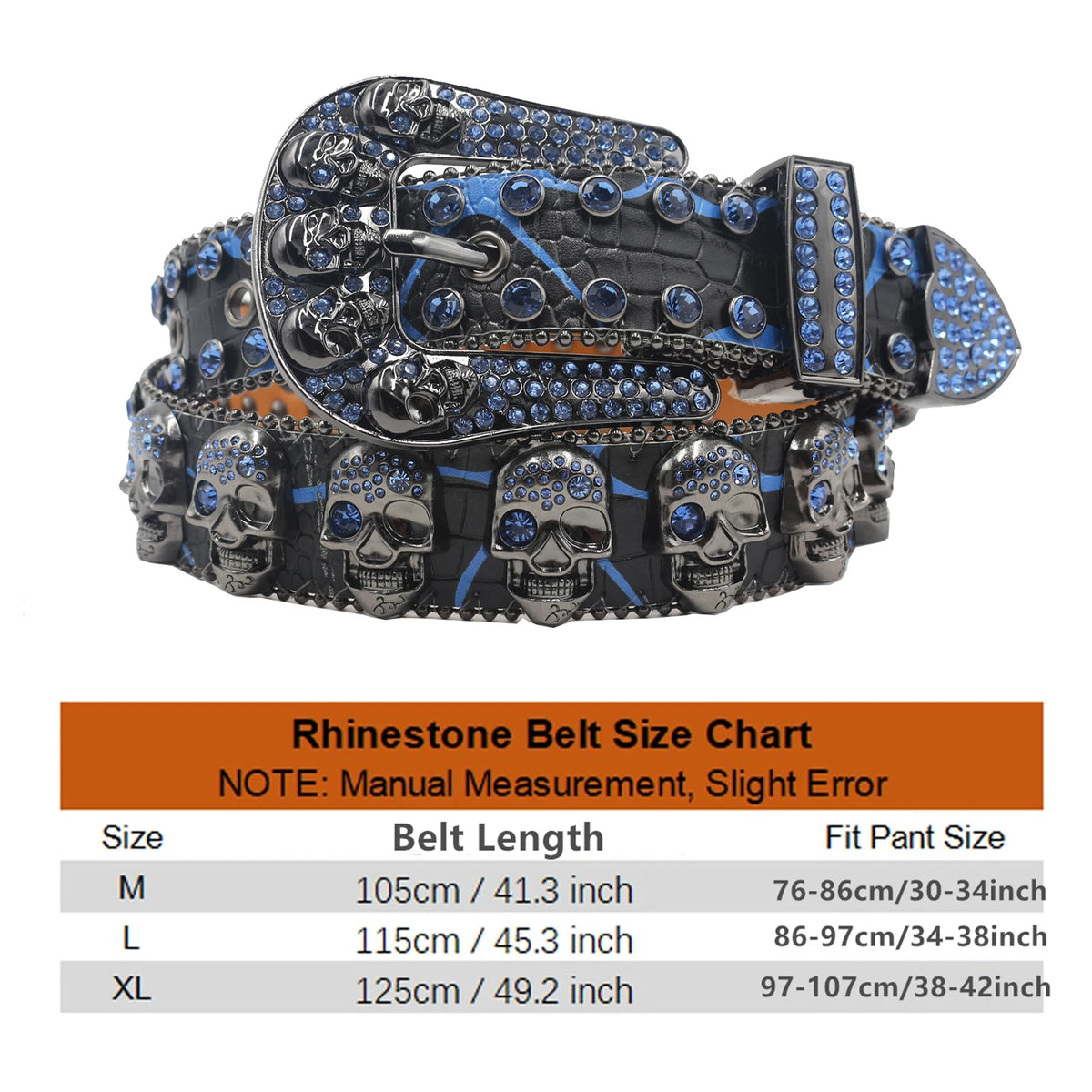 Skull Designer Leather Diamond Waistband Men's Women's Fashion Rhinestone Belt Western Cowgirl Bling Studded For Jeans Dress