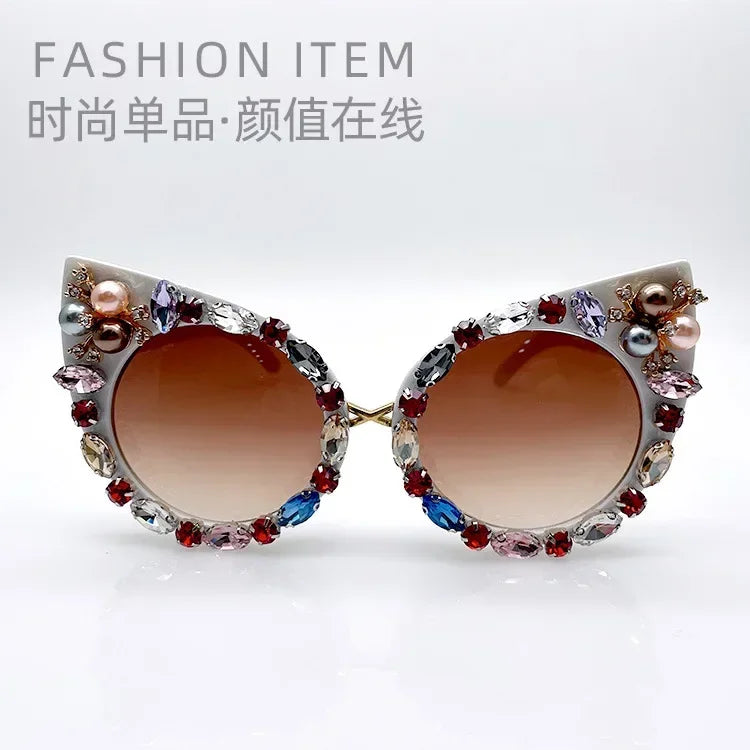 2024 New Designer Diamond Sunglasses for Women - Rhinestone Party Eyewear | Lunette De Soleil Femme