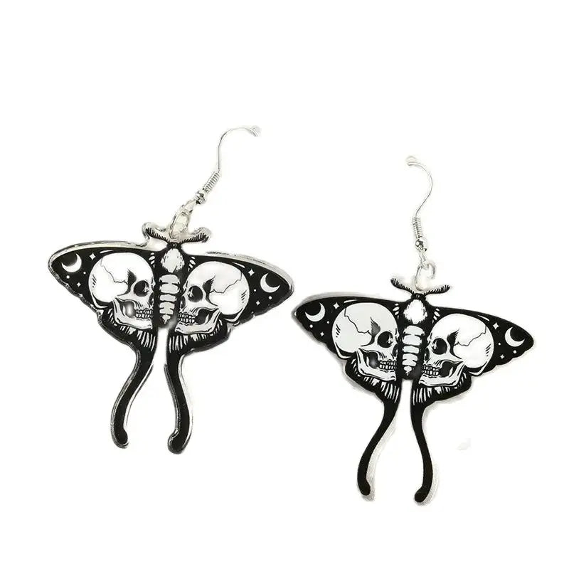 1Pair Fashion Hollaween Dangle Earrings Acrylic Skull Butterfly For Women Birthday Gift