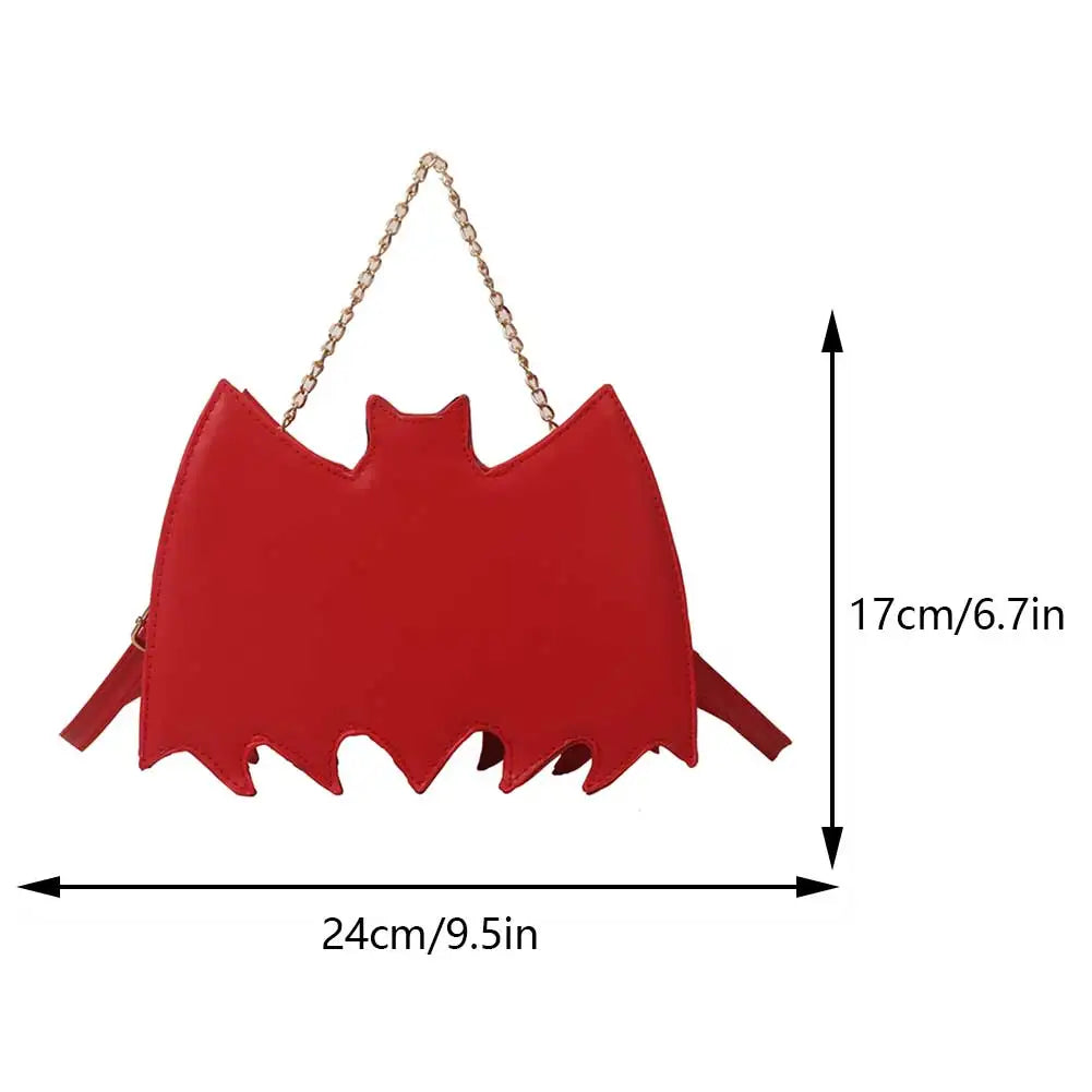 Novelty 3D Bat Wing Shoulder Bag - Creative Halloween Cellphone Purse, PU Chain Handbag for Women