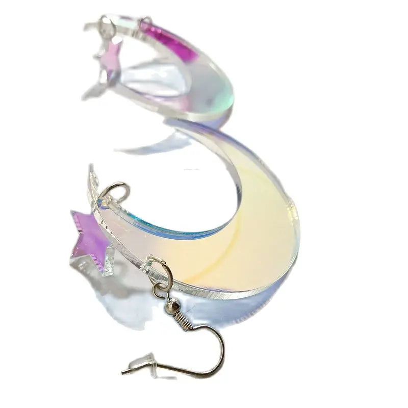 Star Moon Drop Earrings | Acrylic Iridescent Dangle Jewelry for Women