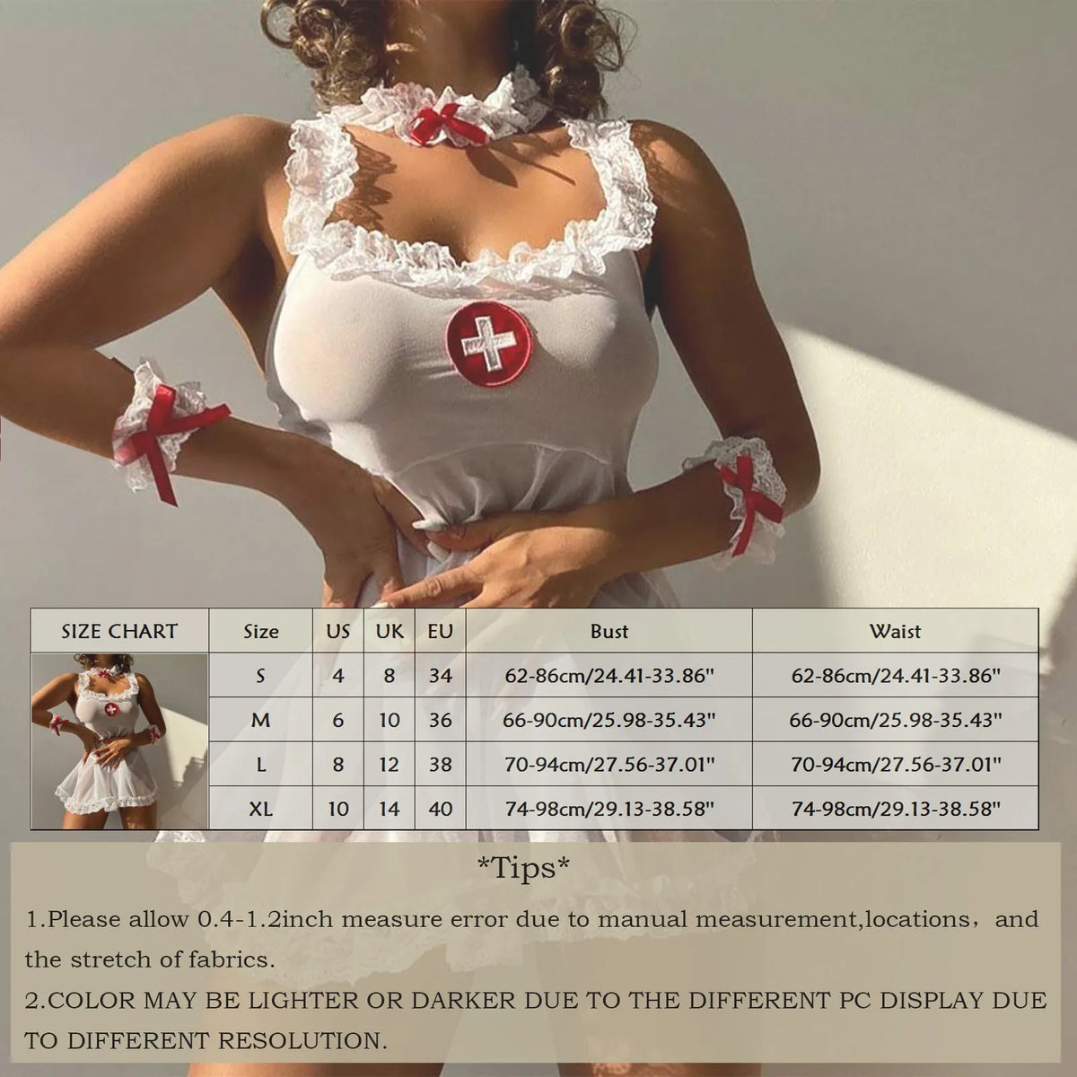 Sexy Nurses Uniform Costume Lingerie for Women – Plus Size Nightie Baby Doll Nightdress, Perfect Wife Gift for Cosplay