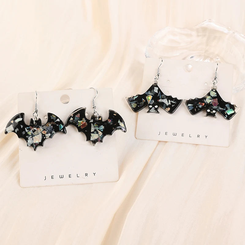 1Pair Halloween Woman Dangle Earrings 3D Resin Death Ghost Bat For Girl Birthday Gift