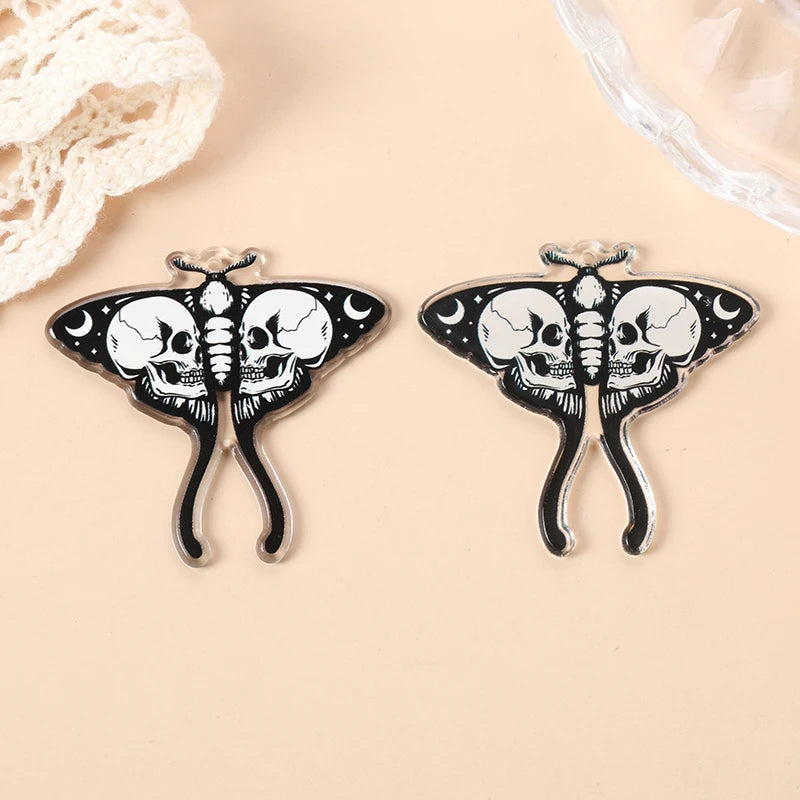 1Pair Fashion Hollaween Dangle Earrings Acrylic Skull Butterfly For Women Birthday Gift