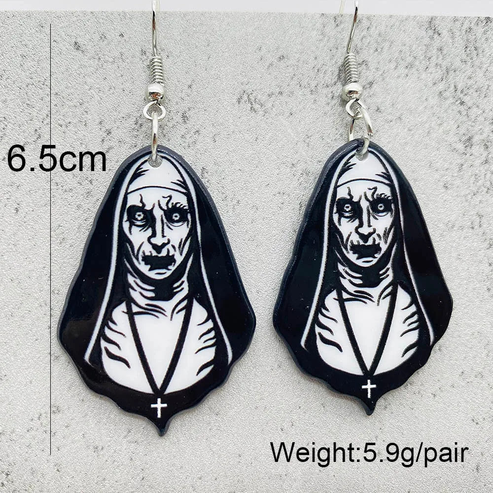 Halloween Horror Movie Inspired Acrylic Drop Earrings - Skeleton and Ghost Earrings for Women, All Saints' Day Party Jewelry Gifts