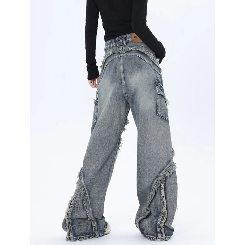 90’s Throwback Distressed Wide Leg Jeans