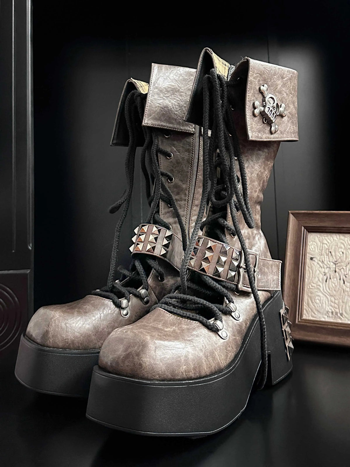 Gururu Original Biker Subculture Y2K Thick Sole Platform Boots – Retro Punk Rock Style