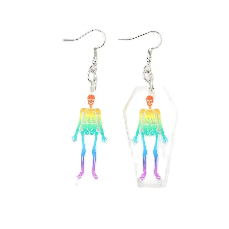 1 Pair of Fashion LGBTQ+ Rainbow Dangle Earrings Skull Coffin Jewelry for Girls Women, Ideal Girl Birthday Gift