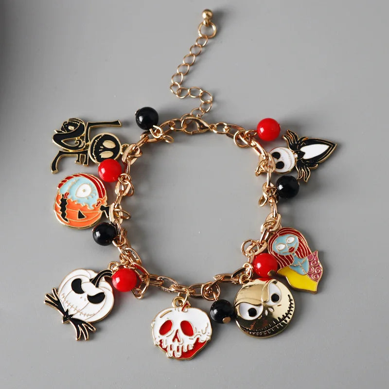 Halloween Pumpkin Charm Bracelet – Zircon Inlay with Spider Web Pendant, Women's Jewelry Accessories Gift