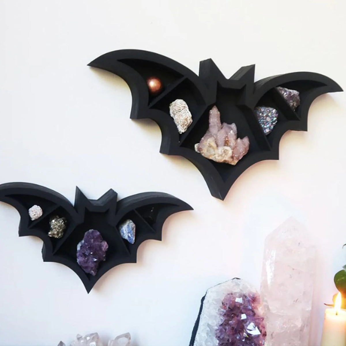 Bat Shelf Coffin Crystal Spooky Floating Shelves Goth Decor Wall Decor for Bedroom Kitchen