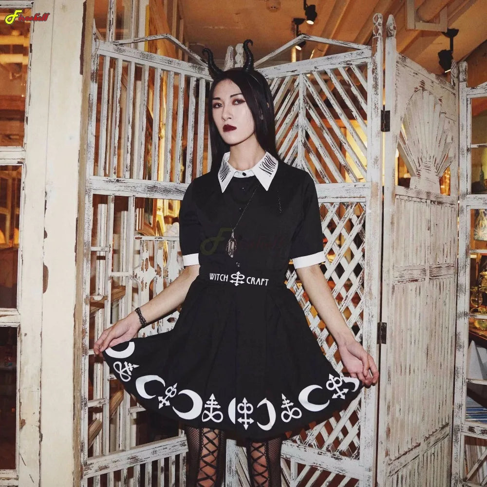 Halloween Gothic Cosplay Costumes Pleated Skirts | Punk Dark Academia Aesthetic A-Line Mini Skirt for Women