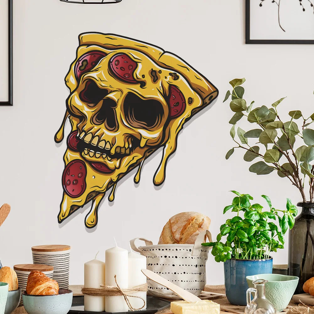 1PCS Halloween Funny Face Pizza Living Room Porch Kitchen Home Decoration Wall Sticker PVC Material Room Decoration