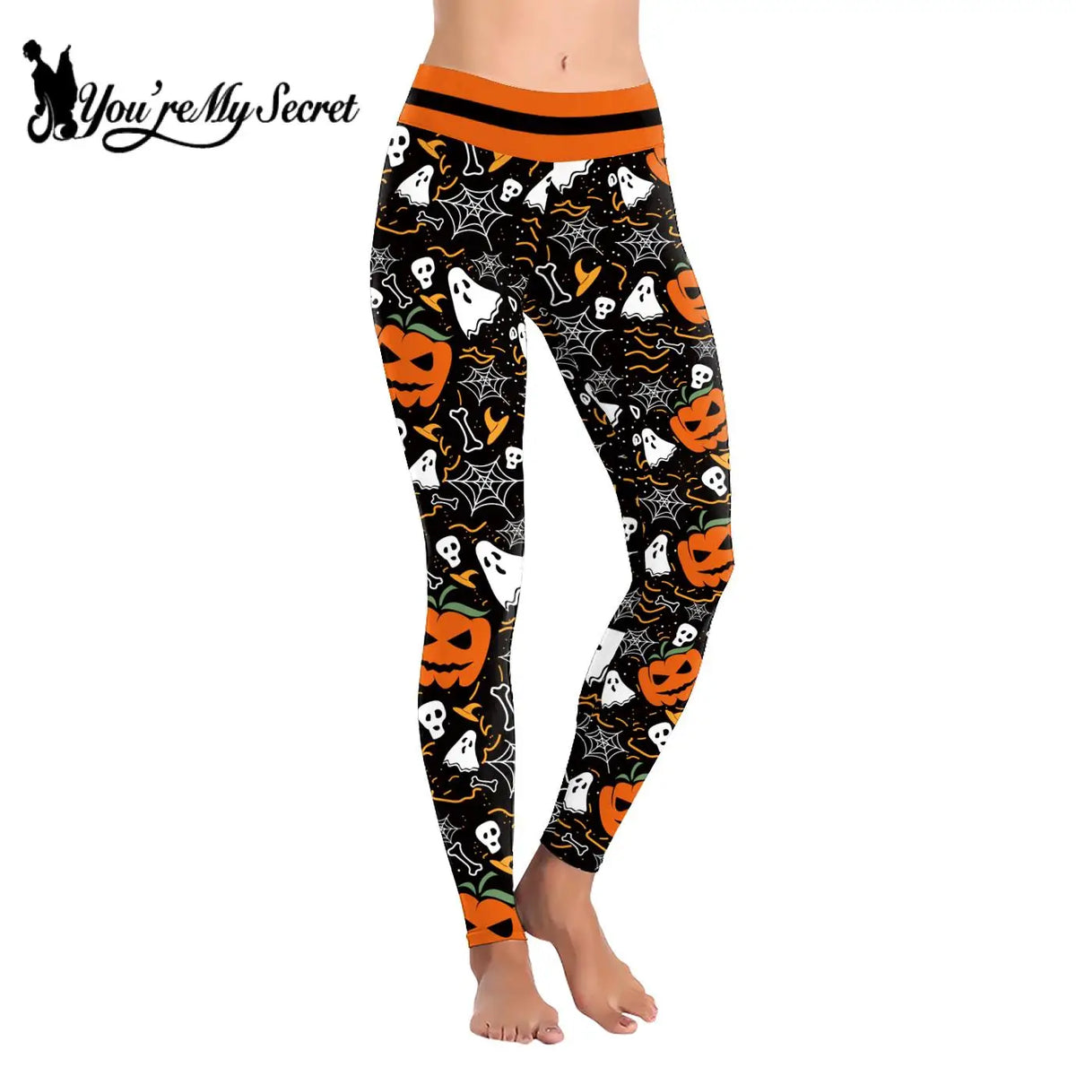 [You're My Secret] 2024 High Waist Women Legging Gothic Oversize Legins Pants Pumpkin Cartoon Fashion Leggings for Halloween