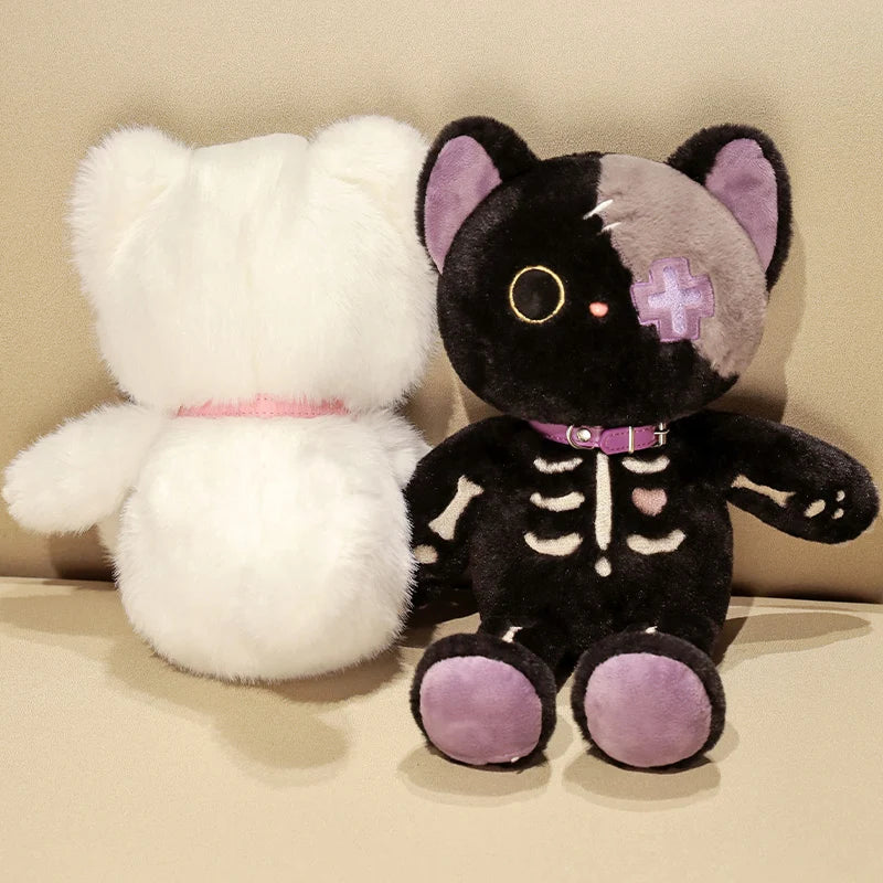 39cm Kawaii Skeleton Cat Plush Toy – Dark Series, Super Soft Stuffed Animal for Halloween, Birthday Gift & Home Decor